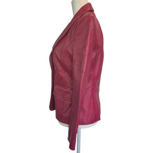 Worthington Red Leather Two Button L Fitted Jacket XS - Picture 4 of 8